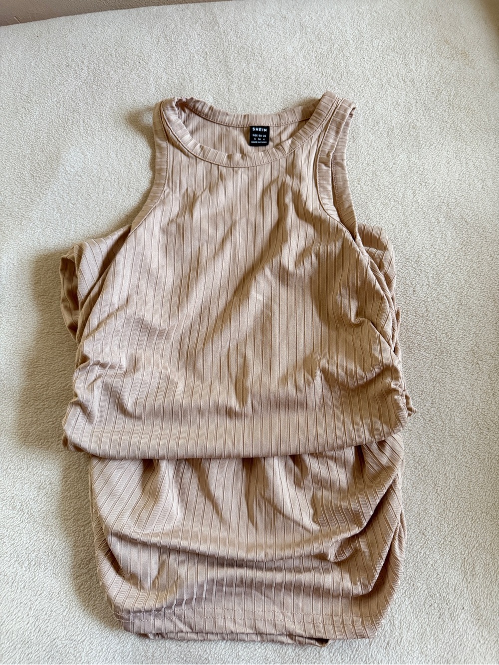 a new day Ribbed Tank Top Dress in Taupe